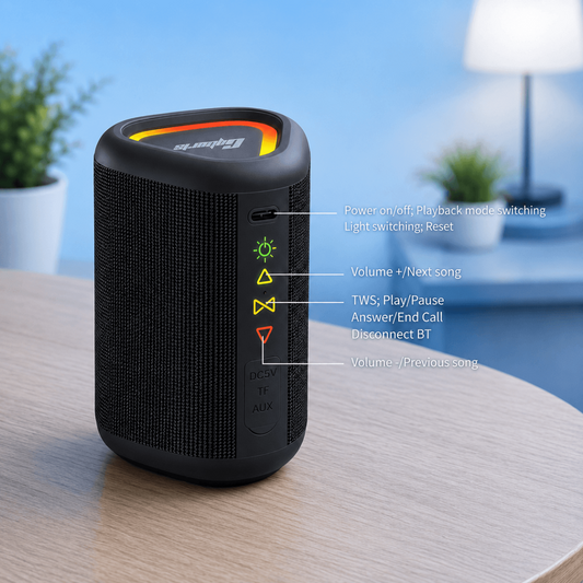 Outdoor Waterproof Bluetooth Speaker – Stereo Bass, LED Lights & TWS