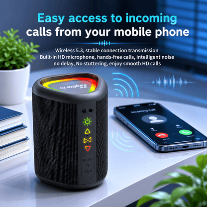 Outdoor Waterproof Bluetooth Speaker – Stereo Bass, LED Lights & TWS