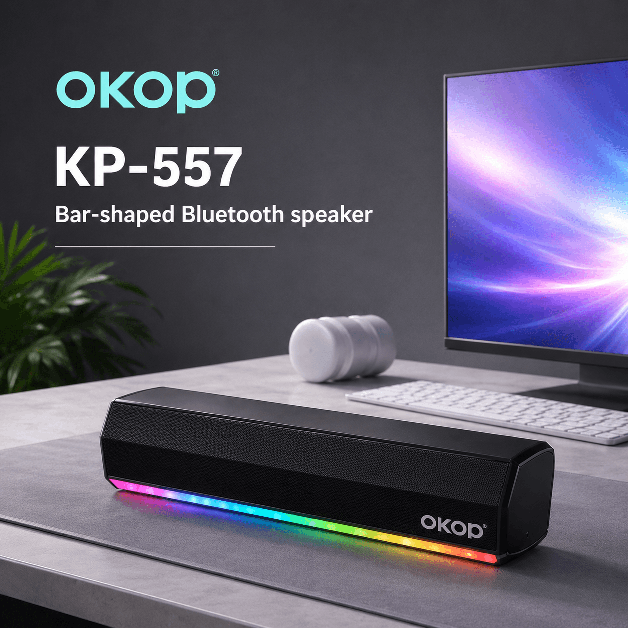 Portable Bluetooth Soundbar Speaker – Hi-Fi Stereo Sound, RGB Lights & Long Battery Life