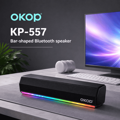 Portable Bluetooth Soundbar Speaker – Hi-Fi Stereo Sound, RGB Lights & Long Battery Life