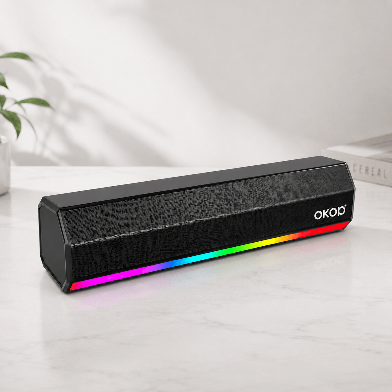 Portable Bluetooth Soundbar Speaker – Hi-Fi Stereo Sound, RGB Lights & Long Battery Life