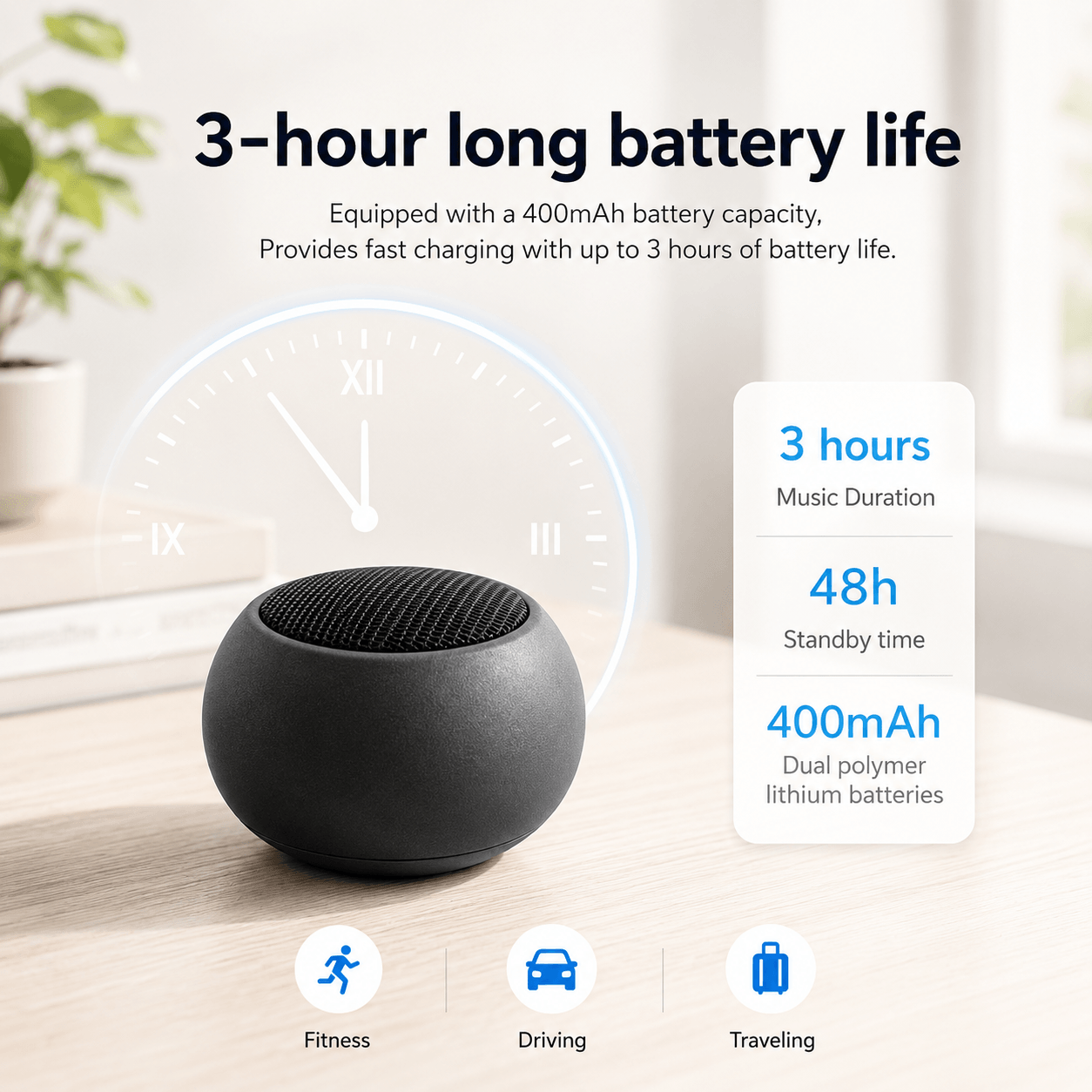 Mini Bluetooth Speaker – Hi-Fi Stereo Sound, IPX5 Waterproof & TWS Pairing