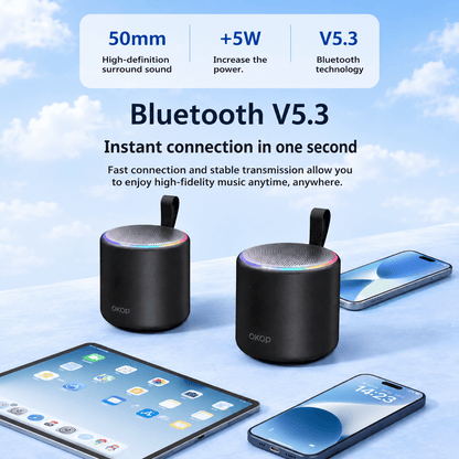 Portable Bluetooth Speaker – HiFi Surround Sound, IPX5 Water Resistant & LED Light