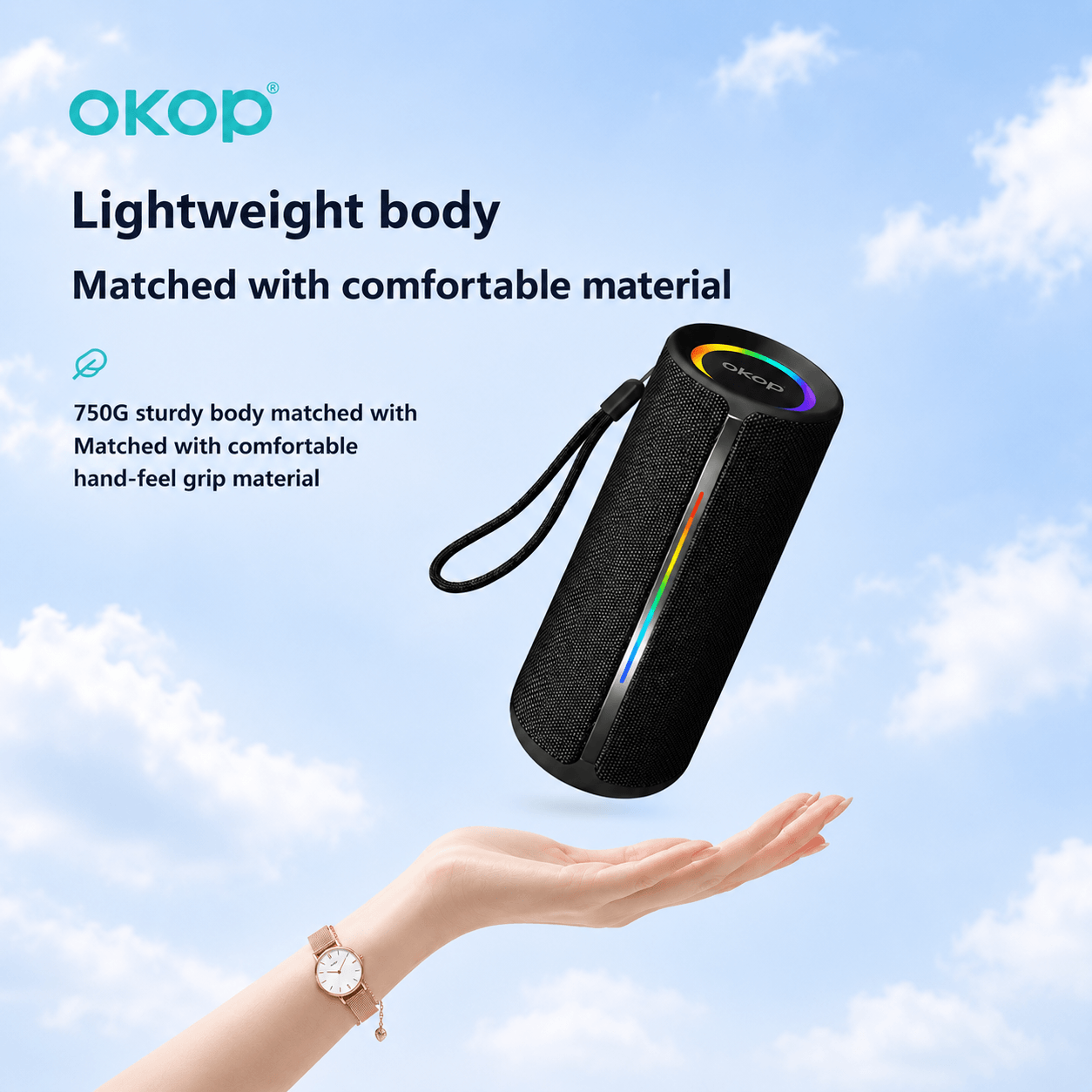 Portable Bluetooth Speaker – TWS Stereo, HiFi Sound & Long Battery Life