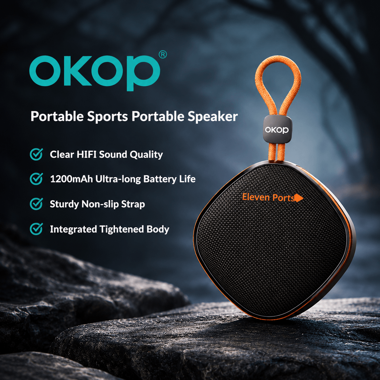 Portable Bluetooth Speaker – HiFi Stereo, Compact, Durable & Long Battery Life