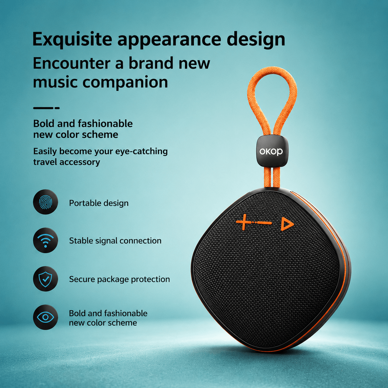 Portable Bluetooth Speaker – HiFi Stereo, Compact, Durable & Long Battery Life