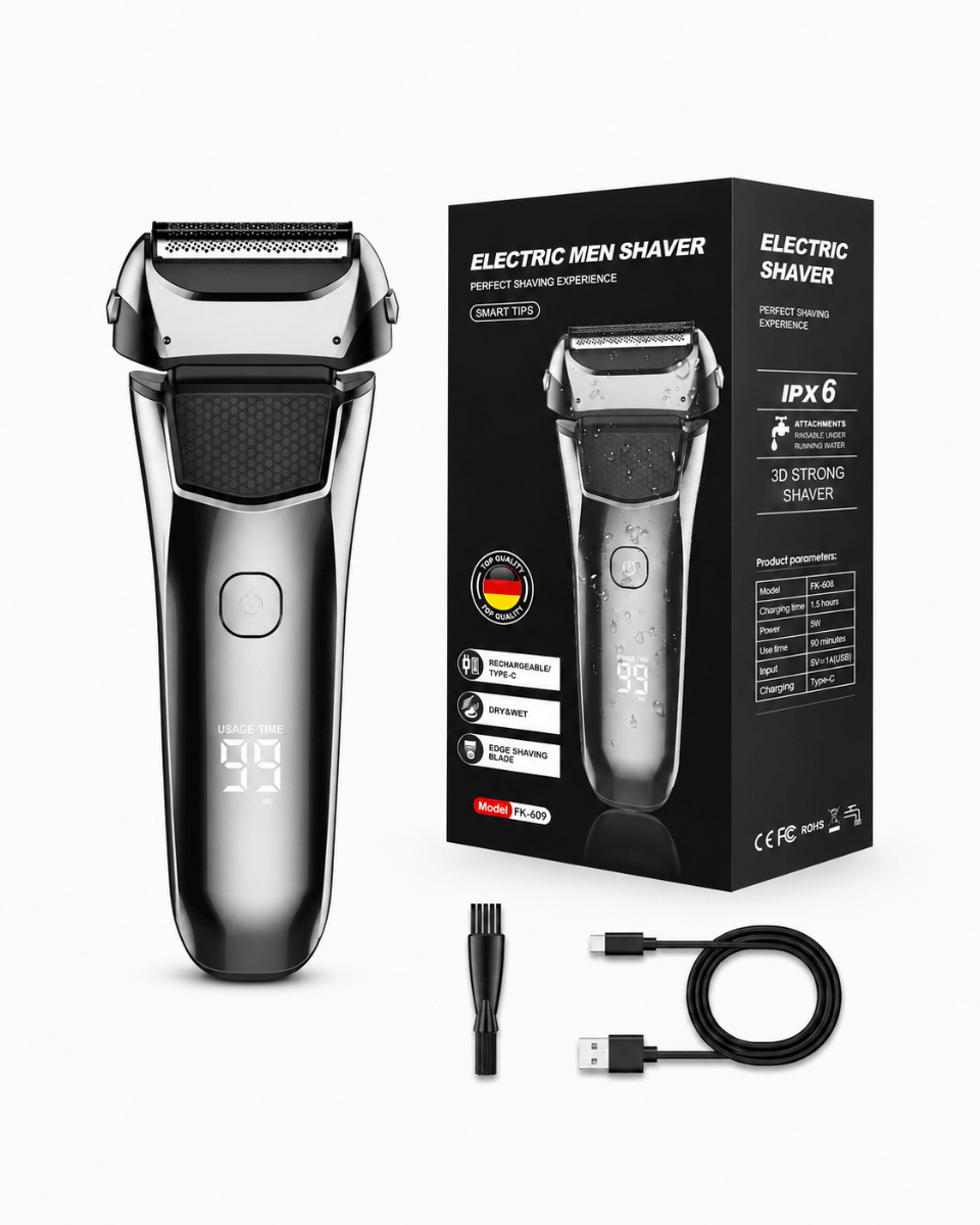 Premium Men’s Electric Shaver – LED Display, Wet & Dry Use.