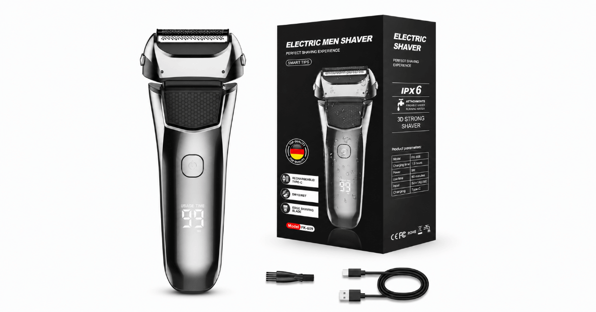 Premium Men’s Electric Shaver – LED Display, Wet & Dry Use.