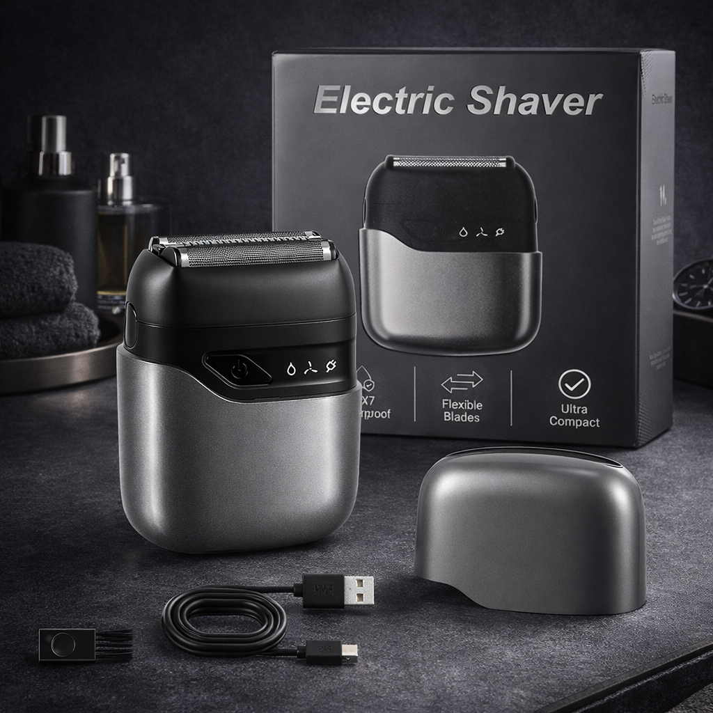 Mini Electric Shaver for Men – USB-C Wet & Dry Triple Blade Razor