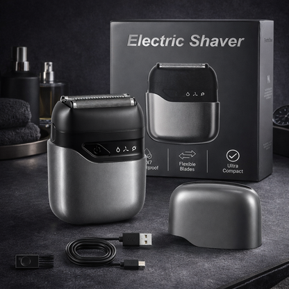 Mini Electric Shaver for Men – USB-C Wet & Dry Triple Blade Razor