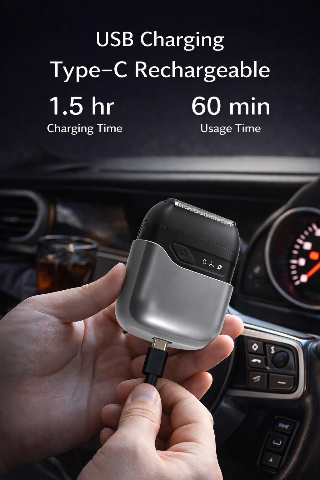 Mini Electric Shaver for Men – USB-C Wet & Dry Triple Blade Razor
