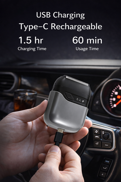 Mini Electric Shaver for Men – USB-C Wet & Dry Triple Blade Razor