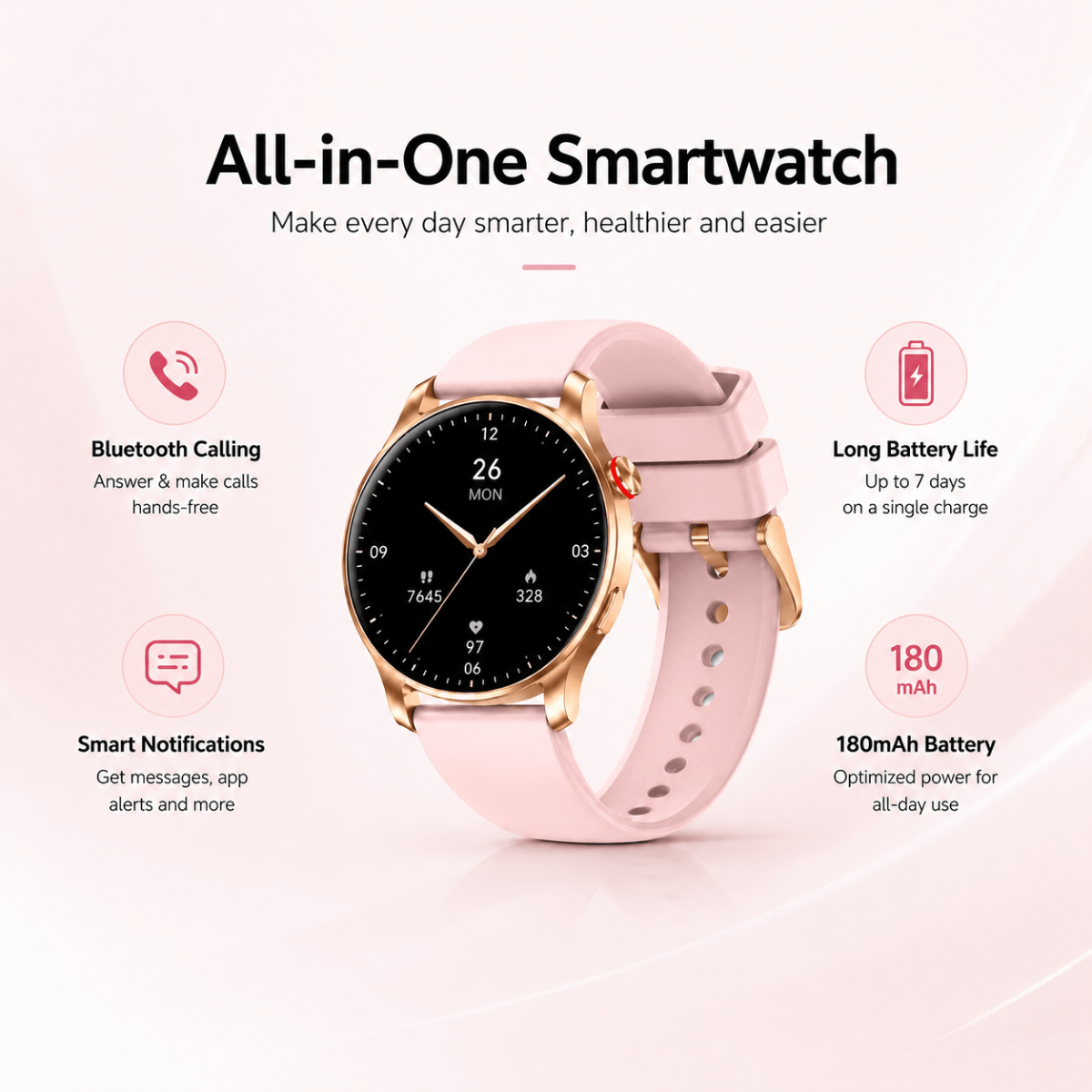 Multi-Sport Smart Watch – Fitness & Health Tracking with Bluetooth Calls