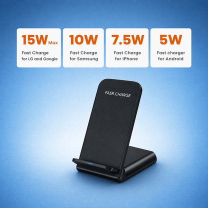 15W Fast Wireless Charger Stand – Dual Orientation & Smart LED