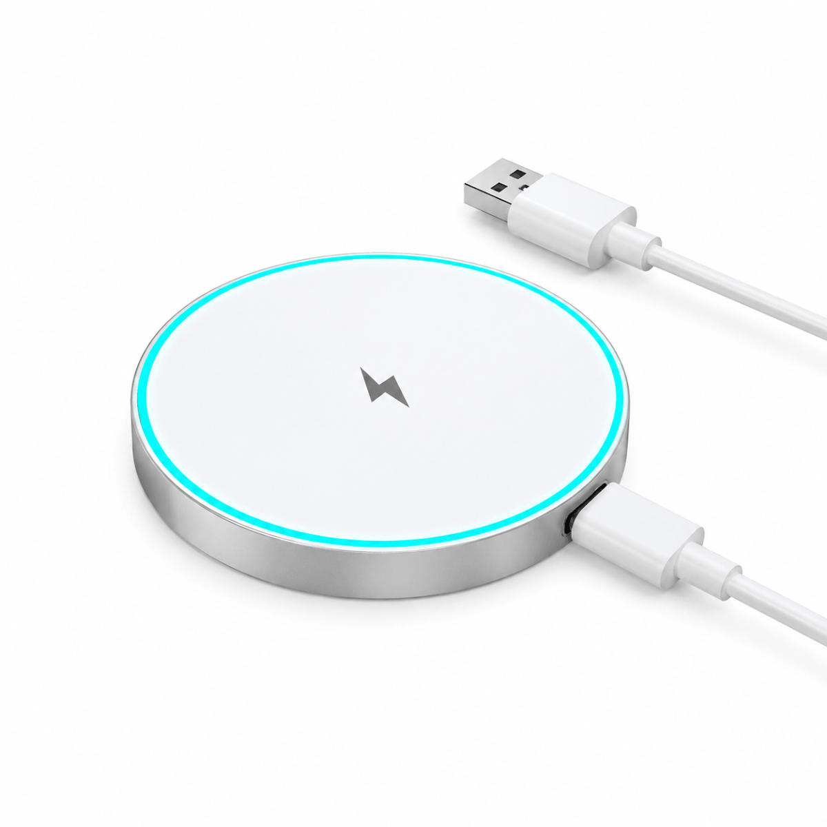 15W Magnetic Wireless Charger, White – Fast & Compact