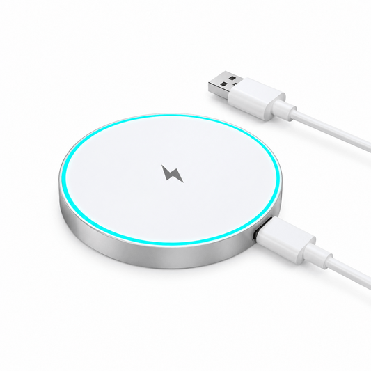 15W Magnetic Wireless Charger, White – Fast & Compact