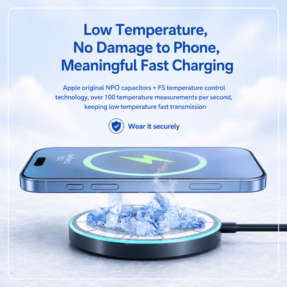 15W Magnetic Wireless Charger, White – Fast & Compact