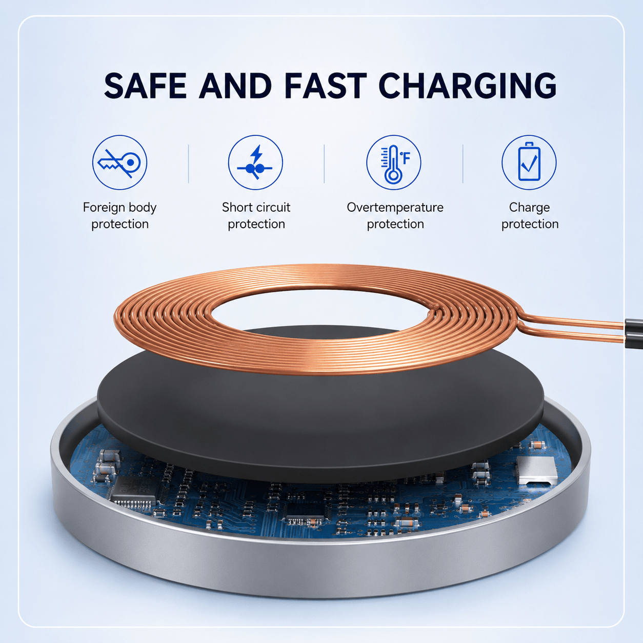 15W Magnetic Wireless Charger, White – Fast & Compact