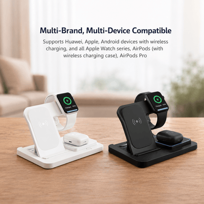 4-in-1 Qi Wireless Charging Station for Apple, Huawei, Android & Qi Devices