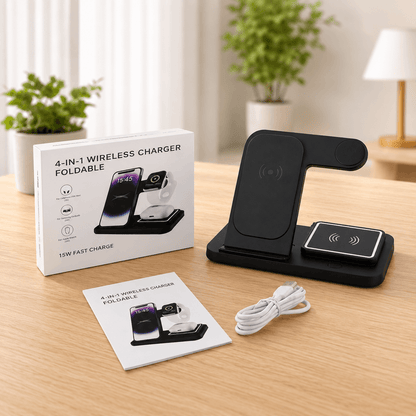 4-in-1 Qi Wireless Charging Station for Apple, Huawei, Android & Qi Devices