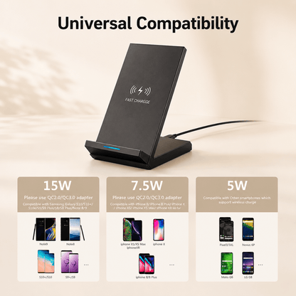 15W Fast Wireless Charger – Vertical & Horizontal Qi Charging.