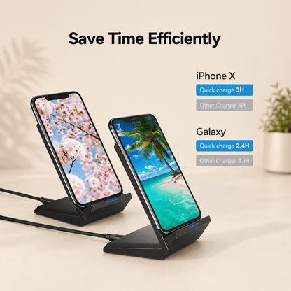 15W Fast Wireless Charger – Vertical & Horizontal Qi Charging.